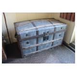 ANTIQUE HUMP BACK CHEST W/ CONTENTS