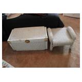 WICKER CHEST AND WICKER OTTOMAN