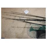 ASSORTED FISHING POLES & NETS