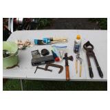 BASKET OF ASSORTED TOOLS & MORE