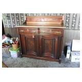 ANTIQUE VICTORIAN MARBLE TOP SIDEBOARD