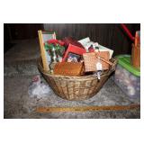 LARGE BASKET W/ CHRISTMAS & HOME DECOR
