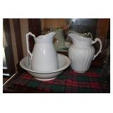 IRONSTONE PITCHER & BASIN & 2ND PITCHER