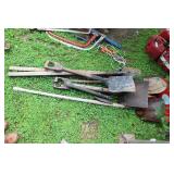 ASSORTED SHOVELS & POST HOLE DIGGER