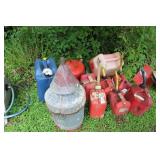 ASSORTED GAS CANS & FUNNELS
