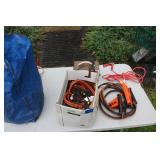 BATTERY CHARGER, JUMPER CABLES & STRAPS