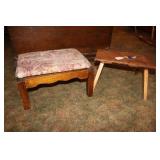 HAND MADE WOODEN STOOL & UPHOLSTERED STOOL