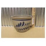 SALT GLAZED COBALT BLUE FLORAL STONEWARE CROCK
