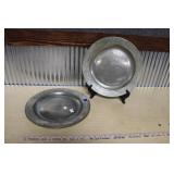 SET OF 4 PEWTER 15" PLATES W/ STAMPED CROWN OVER X