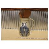 SALT GLAZED STONEWARE PITCHER W/ UTENCILS