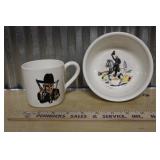 VINTAGE HOPALONG CASSIDY COFFEE MUG & SMALL BOWL