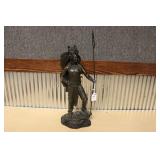 BRONZE INDIAN CHIEF W/ SPEAR ON MARBLE BASE