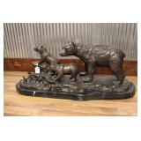 BRONZE BEAR SCULPTURE WITH CUBS