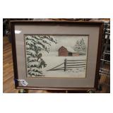 1984 BARN IN SNOW BY LEVA DAVIS 77 /100