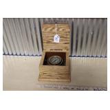 GIMBALED SHIP COMPASS IN HINGED WOOD BOX