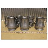 (6) UNMARKED HEAVY PEWTER TAVERN TANKARDS