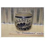 SALT GLAZED COBALT BLUE "ALLSPICE" CONTAINER