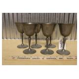 (6) PEWTER COLONIAL STYLE WINE GOBLETS