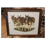 1986 FRAMED MULE PRINT 4H. P.  LESLIE VANHOOK