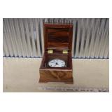 COLONIAL DESKTOP CLOCK IN HINGED WOOD BOX