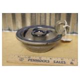 STONEWARE COBALT BLUE FINGER LOOP CANDLE HOLDER