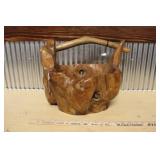 HAND CARVED WOODEN BASKET MADE IN INDONESIA