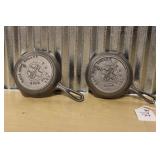 (2) GRISWOLD LBL EPU #0 CAST IRON SKILLETS (562)