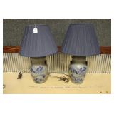 PAIR OF ROWE POTTERY WORKS 1996 SALT GLAZED LAMPS