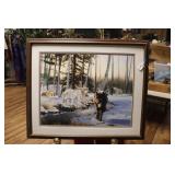 1991 FRAMED WOLF PACK PRINT BY BOB TRAVERS