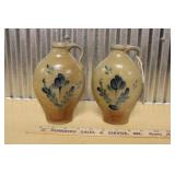 PAIR OF ROWE POTTERY WORKS SALT GLAZED JUGS