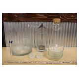 VINTAGE STRAW DISPENSER & OTHER GLASSWARE