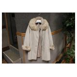 LEATHER COAT W/ FUR COLLAR & CUFFS