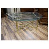 VINTAGE BRASS & GLASS COFFEE TABLE