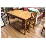ETHAN ALLEN KITCHEN TABLE W/ LEAF & ONE CHAIR