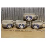 (4) OTAGIRI STONEWARE GOOSE SOUP MUGS