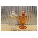PEDESTAL CANDY DISHES INCL. JEANNETTE CARNIVAL
