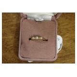 18KT. OVER STERLING SILVER RING W/ 3 STONES 1.3G