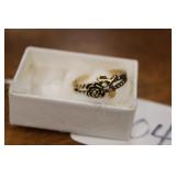 18KT. OVER STERLING SILVER RING W/ ROSE 2.8G