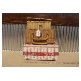 (3) BASKETS & TOTE W/ SEWING ITEMS