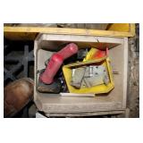 BIN OF 90 DEG. DRILL HEADS, HINGES, AND ELEC. COMP
