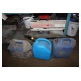 (3) KEROSENE CANS, REDDY HEATER 55K BTU HEATER