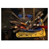 BIN W/ LARGE ASSORTMENT OF HAMMERS