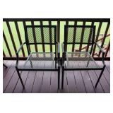 (2) GREEN METAL PATIO CHAIRS