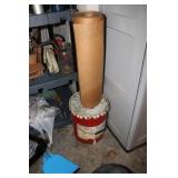 BUCKET OF GREASE & ROLL OF BROWN PAPER