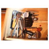 (3) DRAWERS OF KITCHEN UTENSILS & TOWELS
