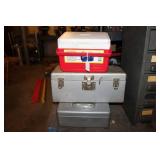 (3) METAL TOOL BOXES & COOLER - EMPTY