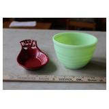 CAST IRON UTENSIL REST & JADEITE BEE HIVE BOWL