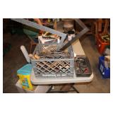 MILK CRATE OF HAMMERS, CLAMPS & MORE