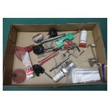 BOX OF MISC DIE AND PRESS PARTS
