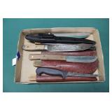 FLAT OF ASSORTED BUTCHER KNIVES